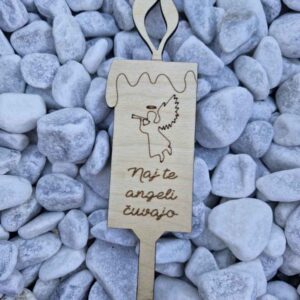 Lesena svečka angelček s posvetilom - breza NOVO