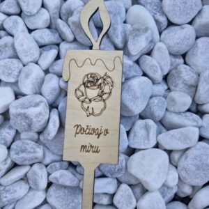 Lesena svečka vrtnica s posvetilom - breza NOVO