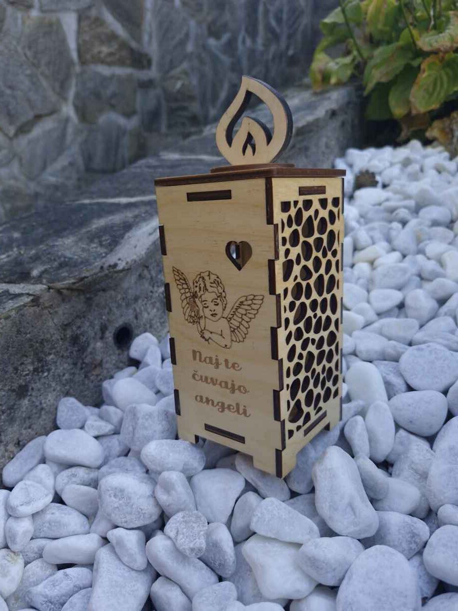 Lesena sveča naj te čuvajo angeli breza NOVO - slika 3