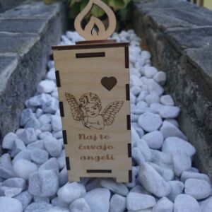 Lesena sveča naj te čuvajo angeli breza NOVO