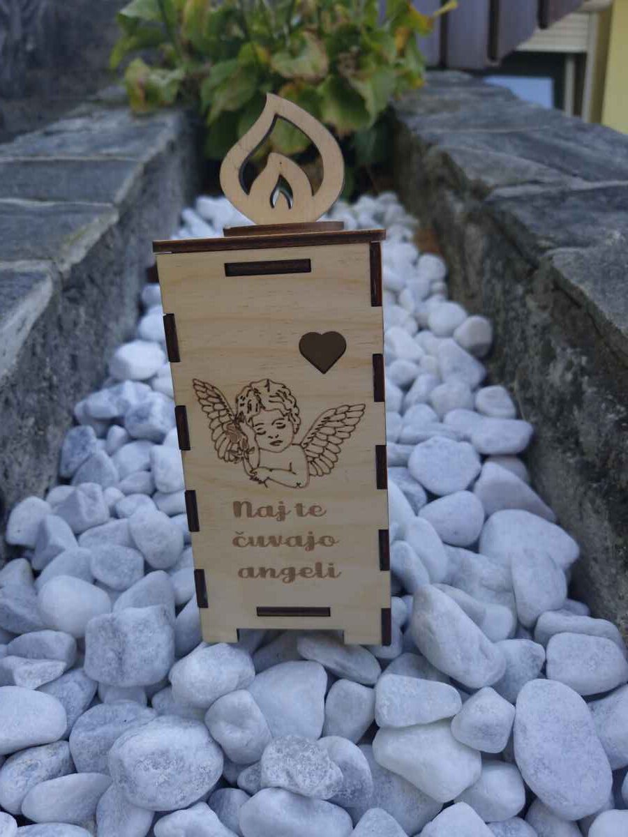 Lesena sveča naj te čuvajo angeli breza NOVO